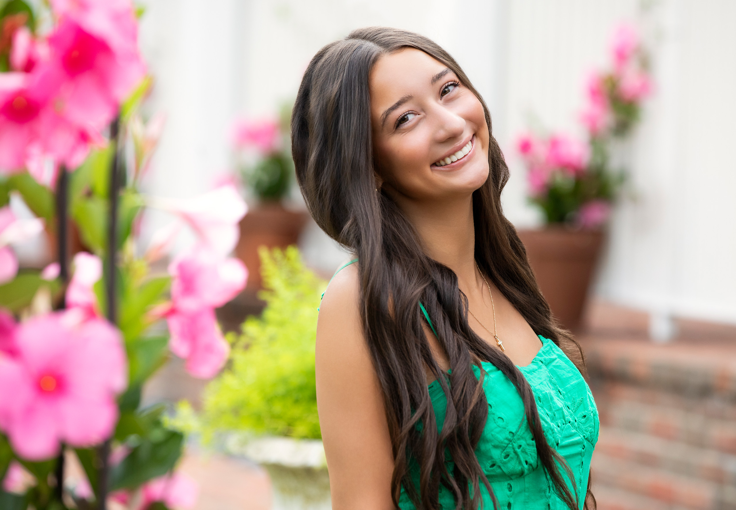 high school senior portrait with flowers