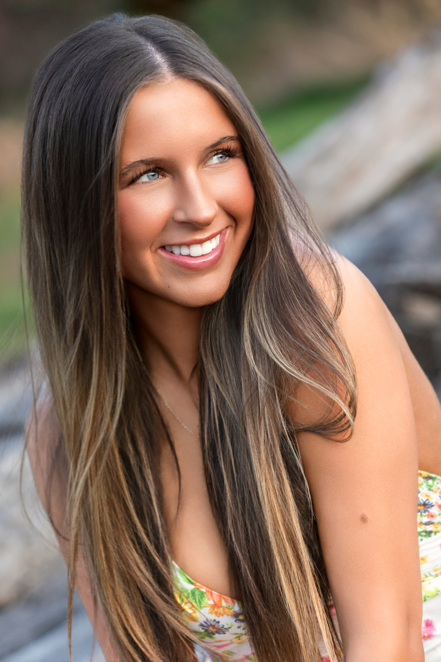 high school senior close up looking away